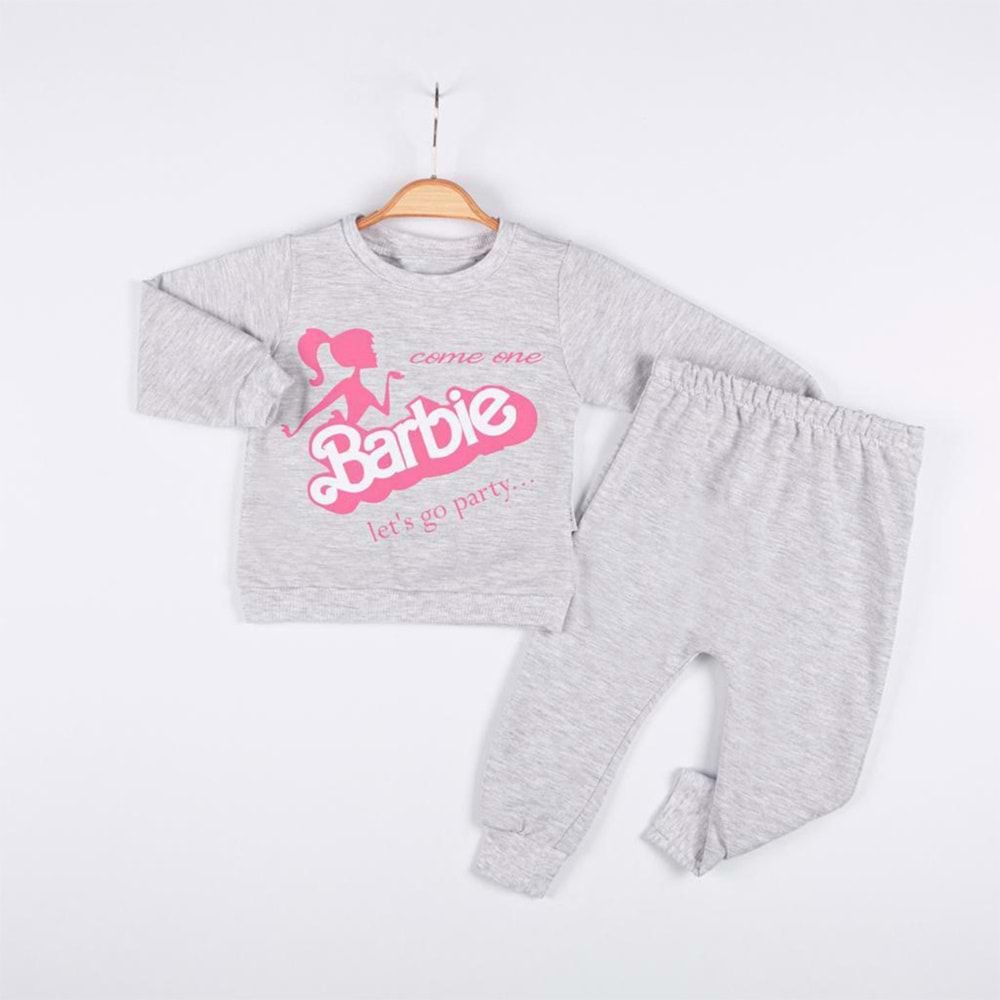 Barbie Baskılı Kız Bebek Aylık 2 Li Sweatshirt Takım - ENEN0001047