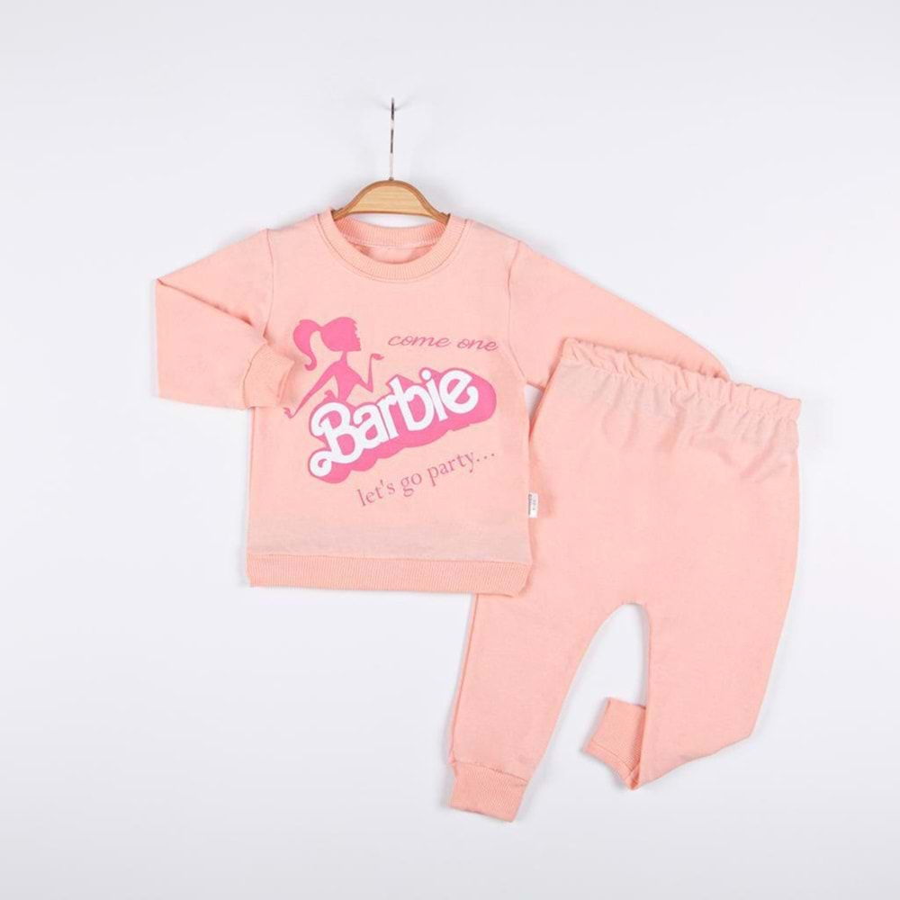 Barbie Baskılı Kız Bebek Aylık 2 Li Sweatshirt Takım - ENEN0001047