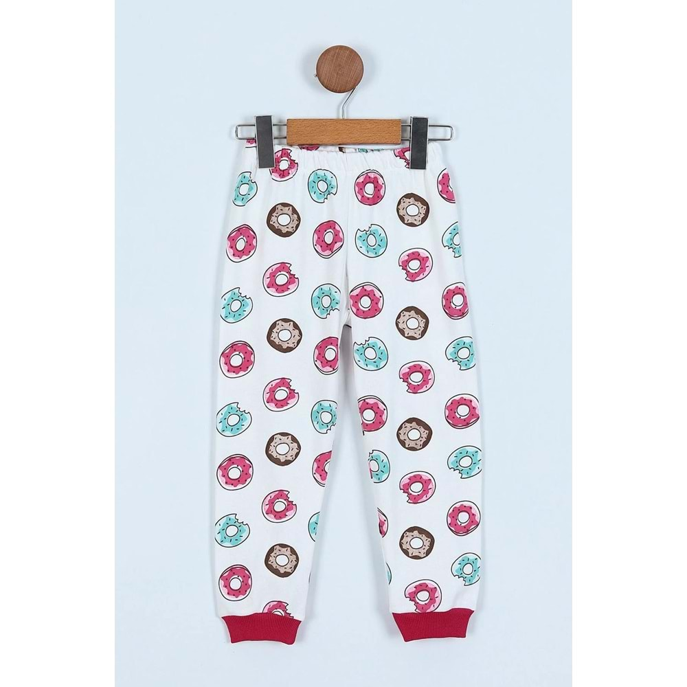 Donut Panda Basklılı Pamuk Kumaş Çocuk Pijama Takım - ENEN0001104