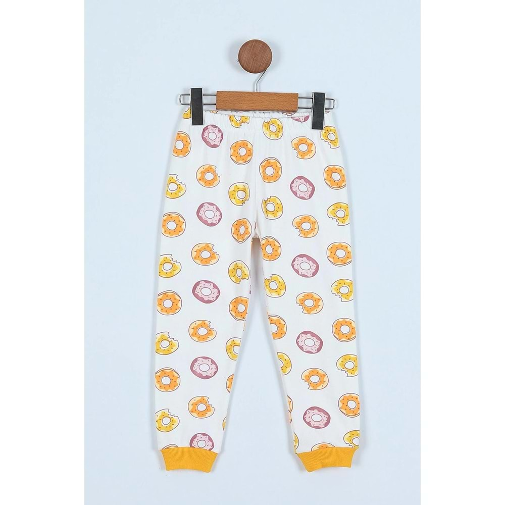 Donut Panda Basklılı Pamuk Kumaş Çocuk Pijama Takım - ENEN0001104