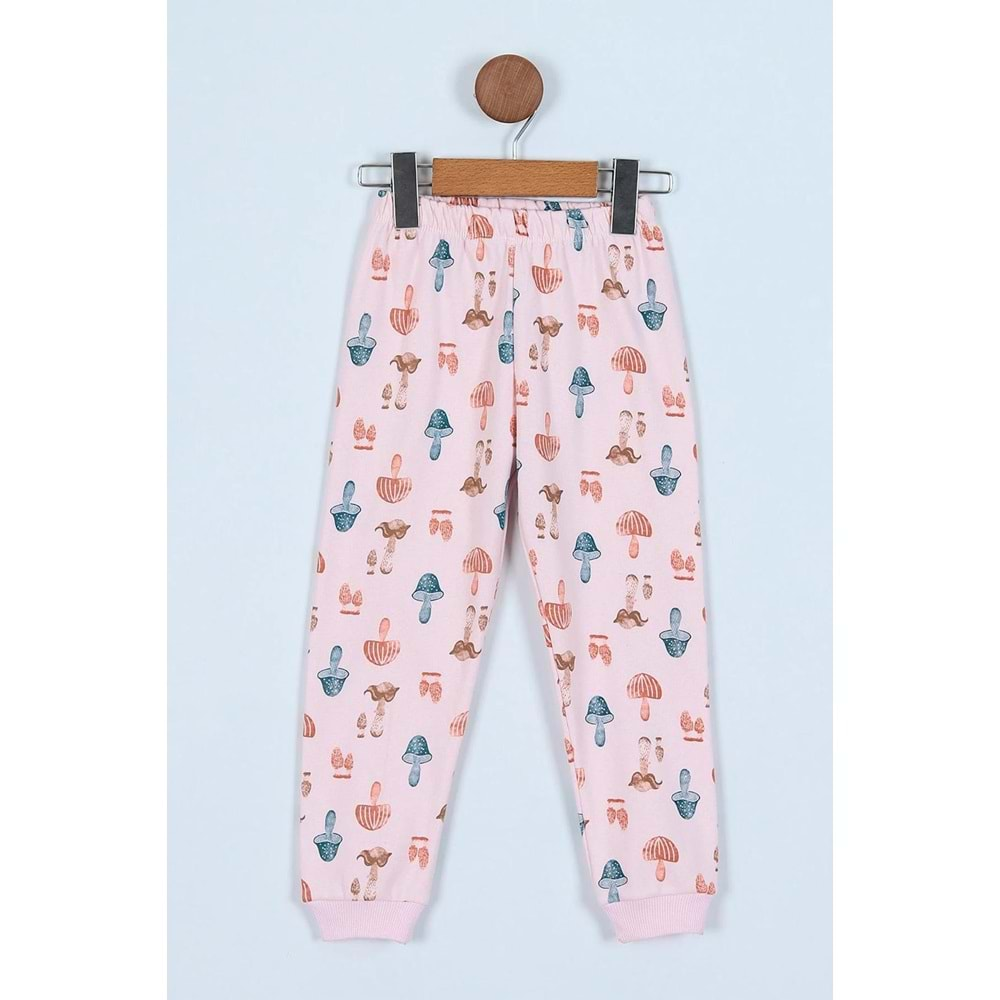 Cute Mantar Basklılı Pamuk Kumaş Çocuk Pijama Takım - ENEN0001105