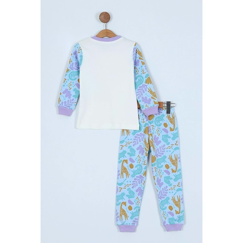 Tatlı Zürafa Baslkılı Basklılı Pamuk Kumaş Çocuk Pijama Takım - ENEN0001106