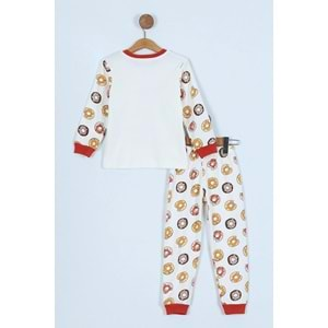 Donut Panda Basklılı Pamuk Kumaş Çocuk Pijama Takım - ENEN0001104