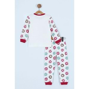 Donut Panda Basklılı Pamuk Kumaş Çocuk Pijama Takım - ENEN0001104