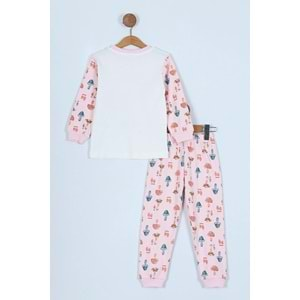 Cute Mantar Basklılı Pamuk Kumaş Çocuk Pijama Takım - ENEN0001105